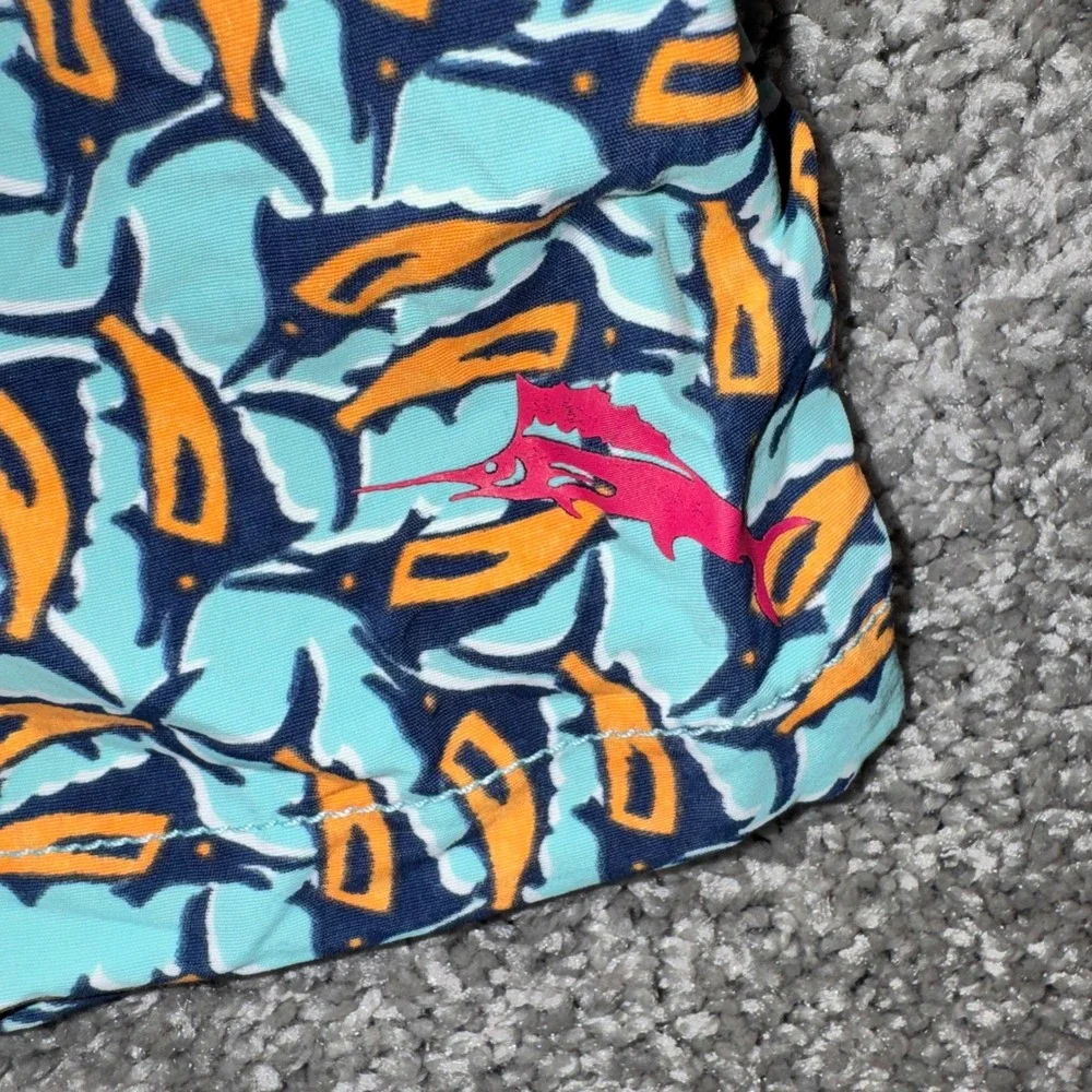 Tommy Bahama Swim Trunks Mens Abstract Marlin Print Turquoise XL NEW